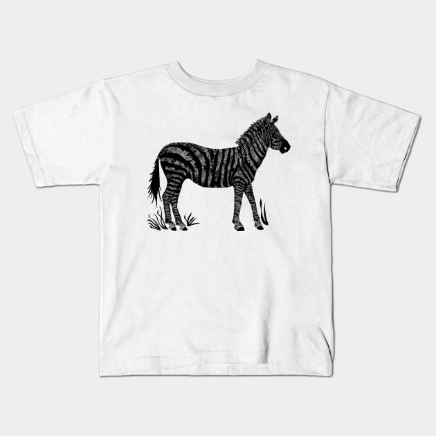 Zebra Kids T-Shirt by JulietLake